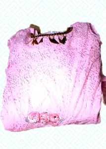 Pink Kurta with Floral Detail