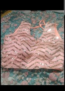Sequin Zig Zag Lehenga With Backless Blouse