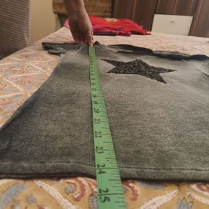 Sap Green Star Tee - faded effect stonewashed