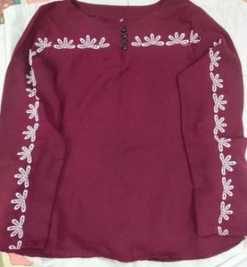Burgundy Floral Blouse