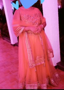 Heavy Golden Thread Work Silk Netted Gown