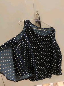 Polka Dot Cold Shoulder Top