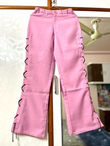 Pink Lace-Up Pants