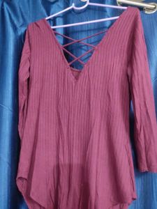 Burgundy Criss-Cross Back Top
