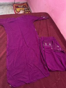 Purple Embroidered Kurta Set