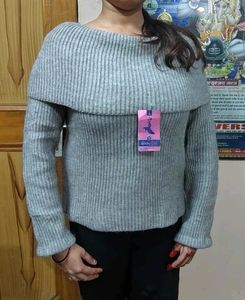 New Gray Boat Neck Sweater✨💕