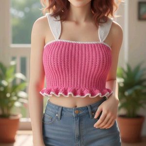 Pink Crochet Crop Top