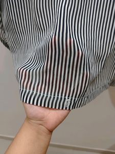 Black &amp; White Striped Sheer Top
