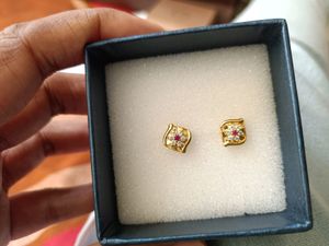 925 Pure Silver Earrings With Gold Plated