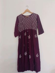 Purple Embroidery Kurta