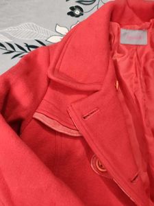 Coral Double-Breasted Cropped Coat