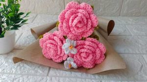 Crochet Big Rose Flower Bouquet