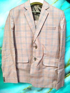 Peach Check Blazer and Pant (28 wais