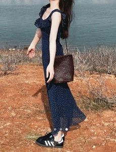 Navy Polka Dot Maxi Dress