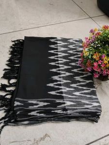 Pure Ikkat Cotton Black And White Dupatta
