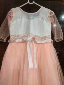 Preety Peach And White Coloured Gown With Preety Layers