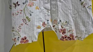 And: Floral &amp; Pinstripe Button-Up Top