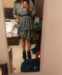 Patterned Tiered Dress(Size:-L)