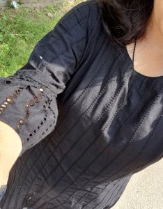 chikankari black kurta
