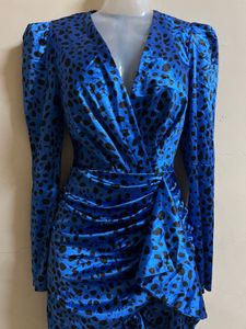 Blue Animal Print Mini Dress
