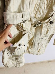 Beige Hooded Overcoat