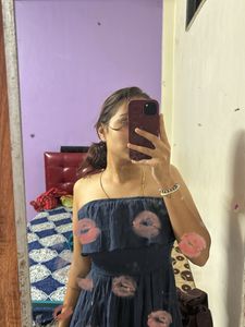 Navy Blue Off-Shoulder Dress