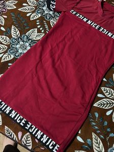 Red &#39;NICE&#39; Print Dress