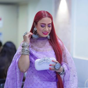 Suit set with organza dupatta