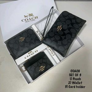COACH GIFT SET OF 3 WALLET,POUCH &amp; CARD HOLDER
