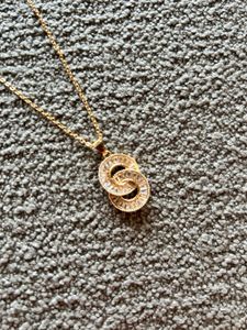 Gold-Plated S Pendant Necklace – CZ Baguette Dets