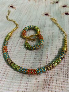 Gold-toned Earrings &amp; Maang Tikka Set