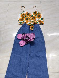 Brand New Top+Jeans+Slipper