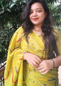 Olive Green Bandhani Saree