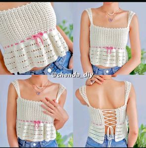 Lace Ruffle Bow Crochet Top