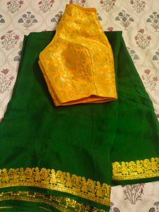 Green Crepe Silk Saree