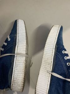 Denim Floral Patch Sneakers