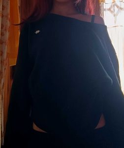 Black Off-Shoulder Sweatshirt
