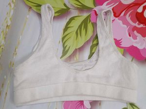 (1100)White Ribbed Knit Cropped Tank