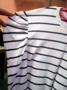 Striped Puff Sleeve Top