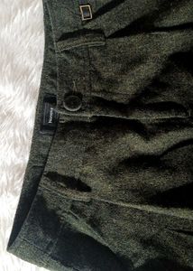 Olive Green Wool Blend Trousers