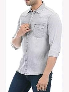 Gray Denim Western Style Shirt