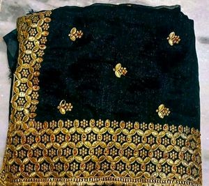 PRICE DROP✨Black Saree With GoldenStoneWork💕