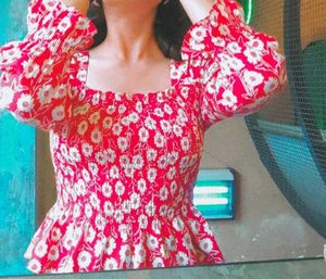 Beautiful Red Floral Top