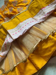 Mustard Embroidered Silk Lehenga Set