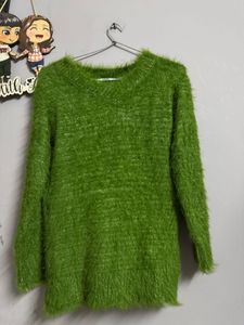 Green Fuzzy Knit Sweater