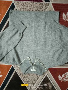 Gray Pearl Embellished Sweater