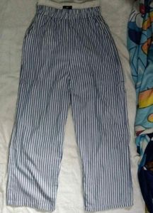 Striped Blue And White Trousers With Elastic Belt