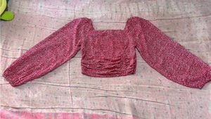 Mroon Floral Georgette Fitted Crop Top