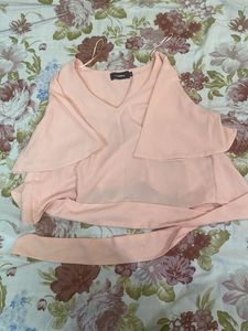 Peach Flared Sleeve Top