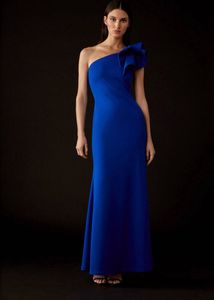 Elegant Blue One-Shoulder Gown